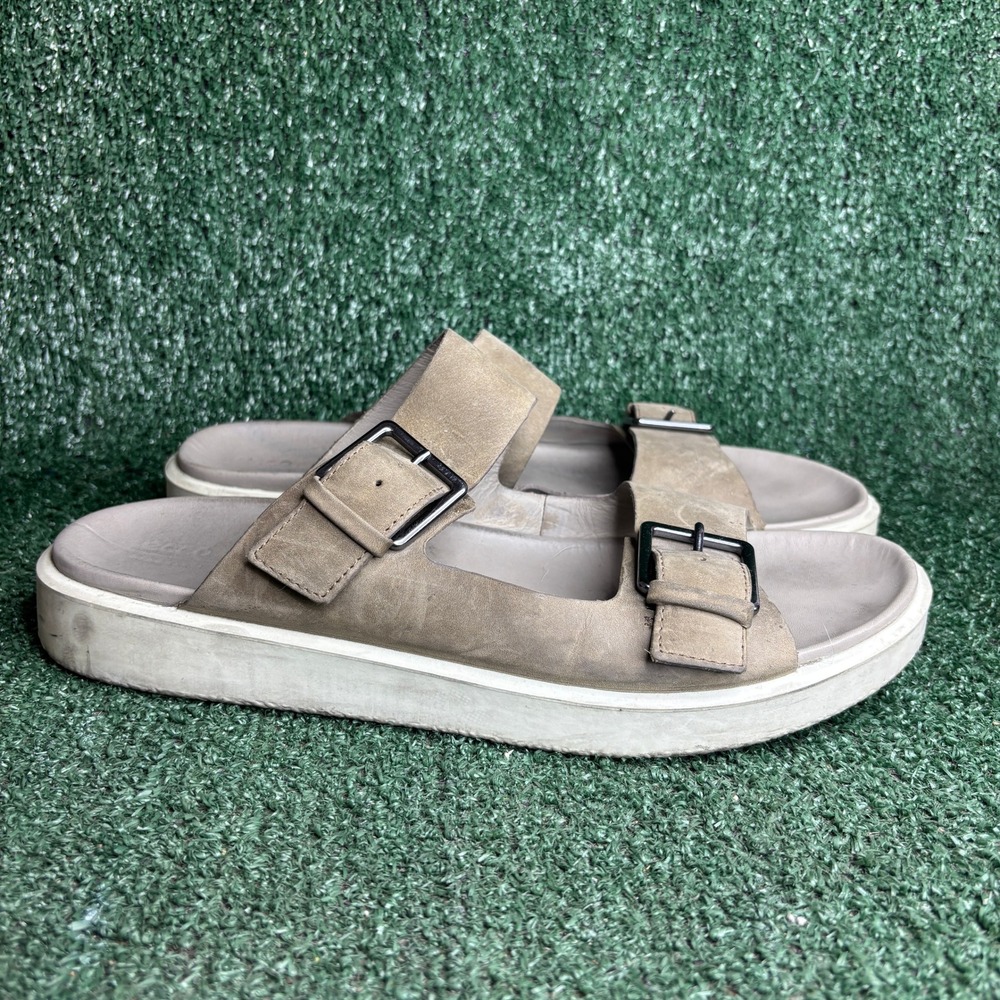 ECCO Flowt Luxe Buckle Corksphere Double Strap Comfort Slide Sandal Taupe Men 13
